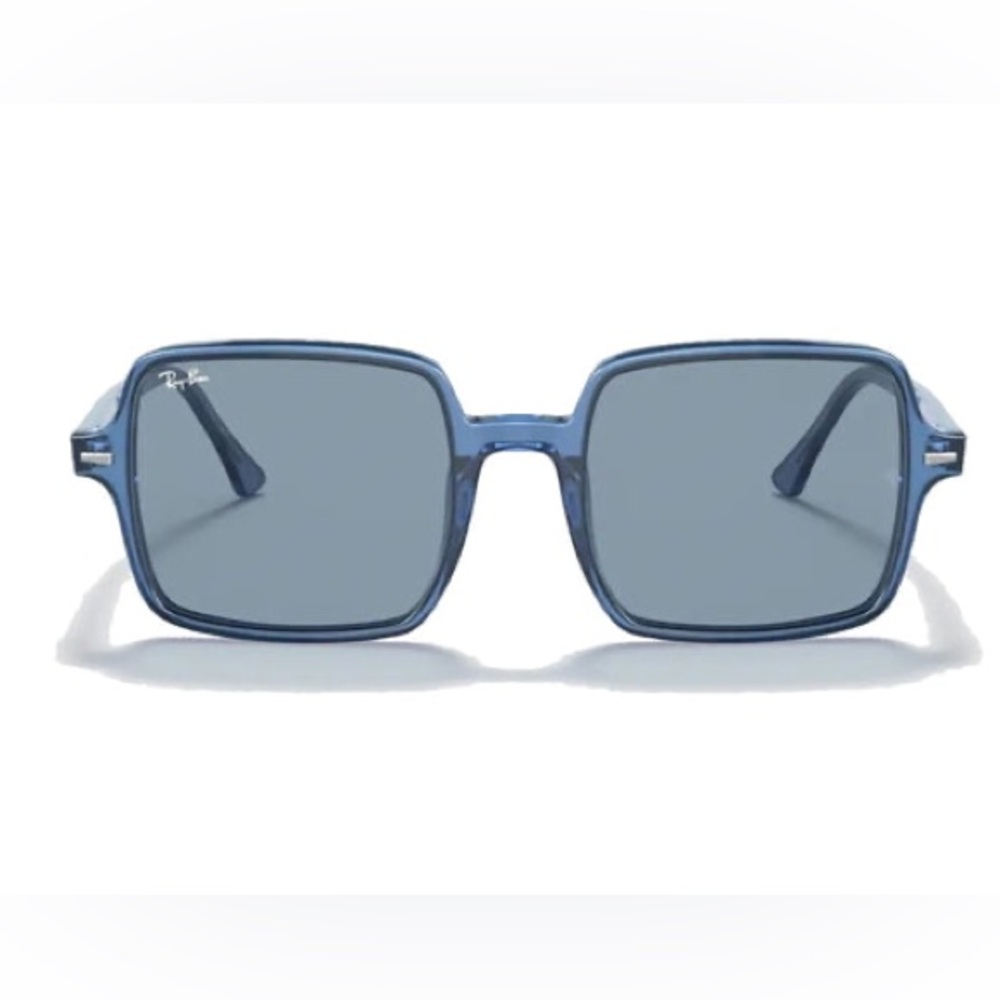 RAY-BAN WOMENS SQUARE II RB  1973 6587 SUNGLASSES TRUE BLUE TRANSPARENT NWOT